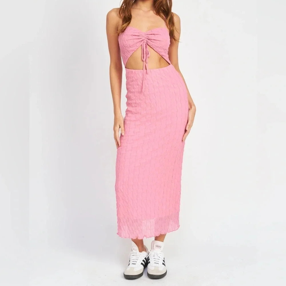 Emory Park Kennedy Cut Out Midi Dress - Size M - Pink - NWT